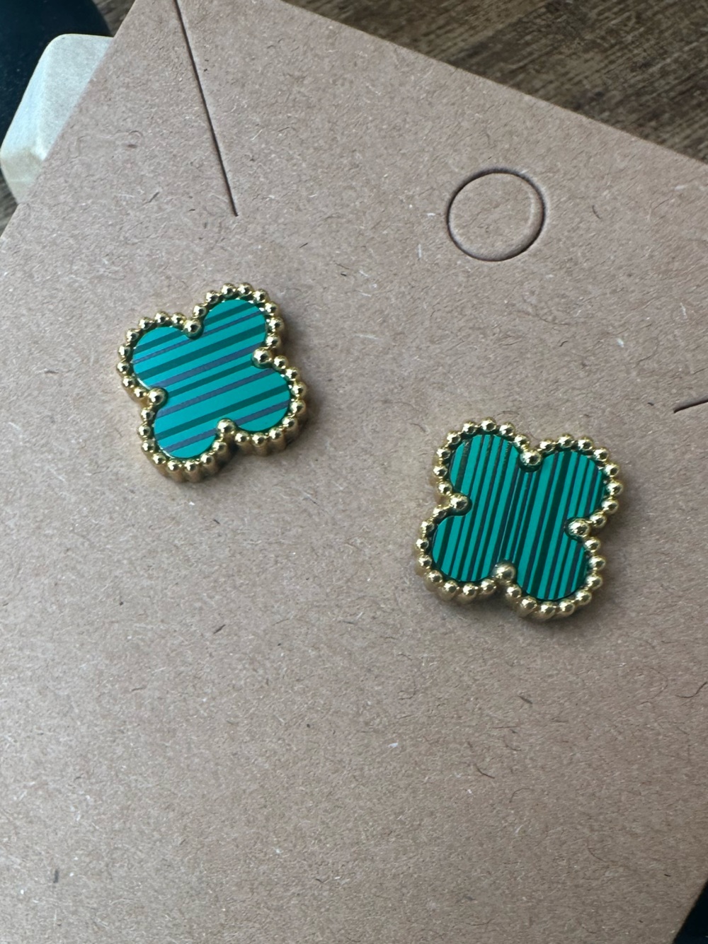 Green Clover Gold Plated Stainless Steel
Stud Earrings -  NWT
